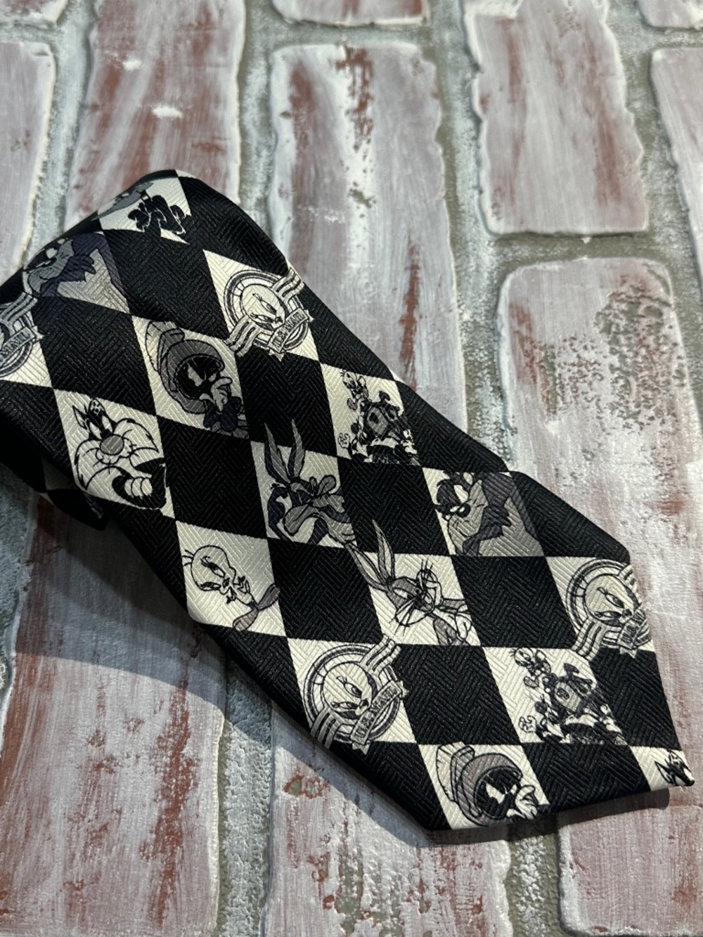 Vintage Looney Tunes 1997 USPS Stamp Collection Black and White Tie Necktie
